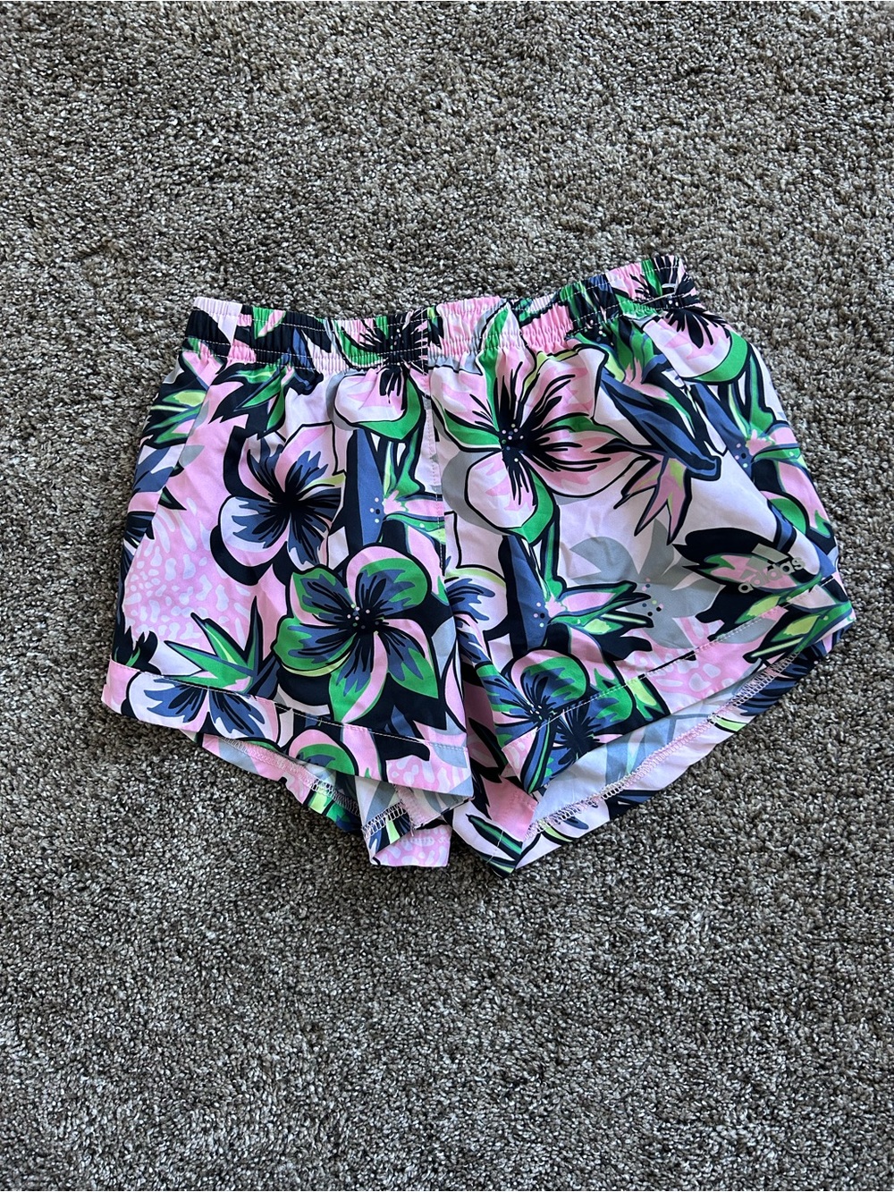 NWOT adidas Pink Floral Print Girls' Athletic Shorts Size M (10/12)